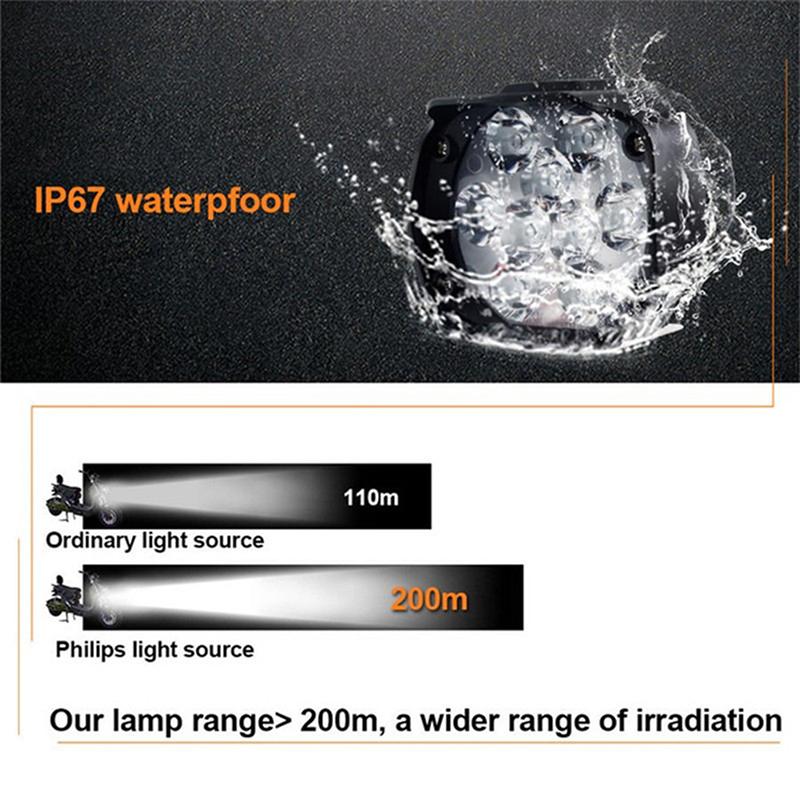Motorcycle Headlight 9 Led 6W Dc12V Super Bright Spot White Work Light Bicycles