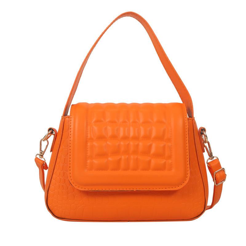 Trendy Crocodile Pattern Flap Handbag For Women 2023 Fashionable Shoulder Bag оранжевый