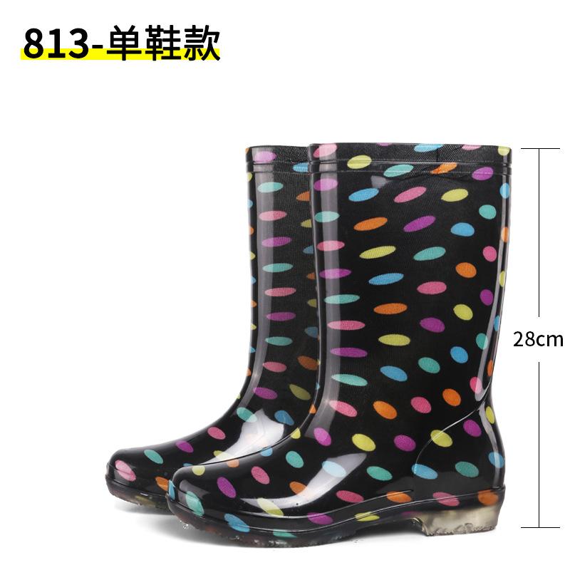 

Fashion rain shoes waterproof shoes high tube velvet cotton rain boots cover shoes water boots female adult fashion non-slip warm winter 36