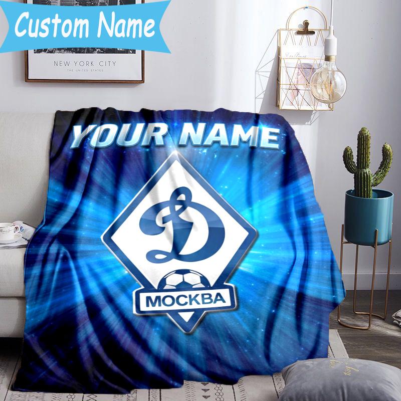 Custom Name Dynamo Moscow Football Blanket Flannel Blanket for Camping, Hiking, Garden Parties, Picnic Essentials,gift for family and friend