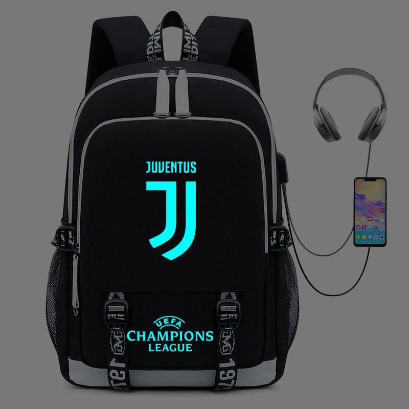 Cristiano Ronaldo Licensed Backpack With USB Charging Port Glow-in-the-Dark Design Lightweight School Outdoor Bag Teens