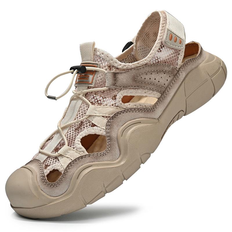 Сшитые вручную летние мужские сандалии, дышащая повседневная обувь для мужчин, пляжные сандалии 38