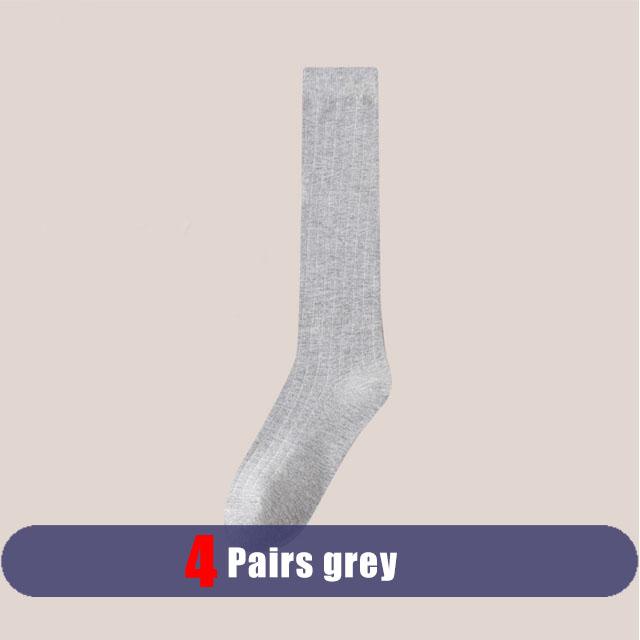 4 Pairs Man Long  Socks Business Cotton Striped Solid Anti-Bacterial,Breathable,Warm Below Knee Calf Crew Socks Gentleman Sokken