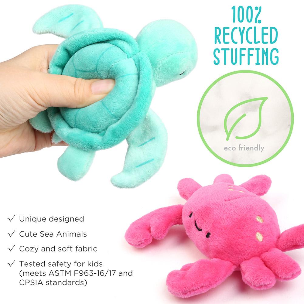 Ocean Stuffed Animal, 5PCS Sea Creature Plush Toys Shell Carrying Bag, Plushies For Baby Kids Girls Christmas Birthday Gifts