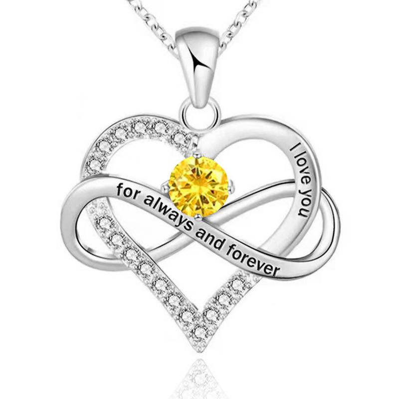 Sterlingsilber Zirkon Herz "Ich liebe dich" Halskette - Vielseitiger Modeschmuck