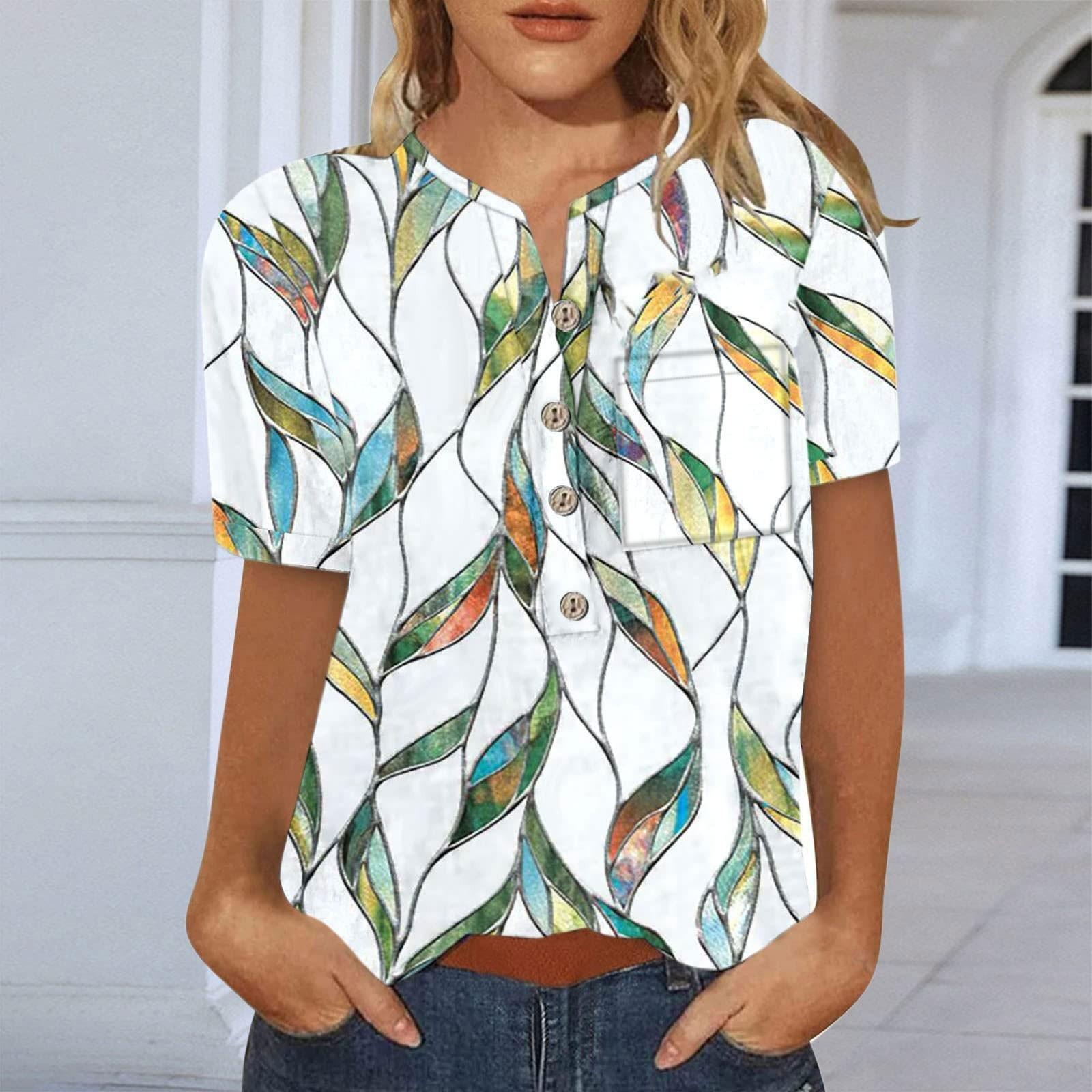 

Женская повседневная модная хлопково-льняная женская рубашка с коротким рукавом с принтом XXXL белый