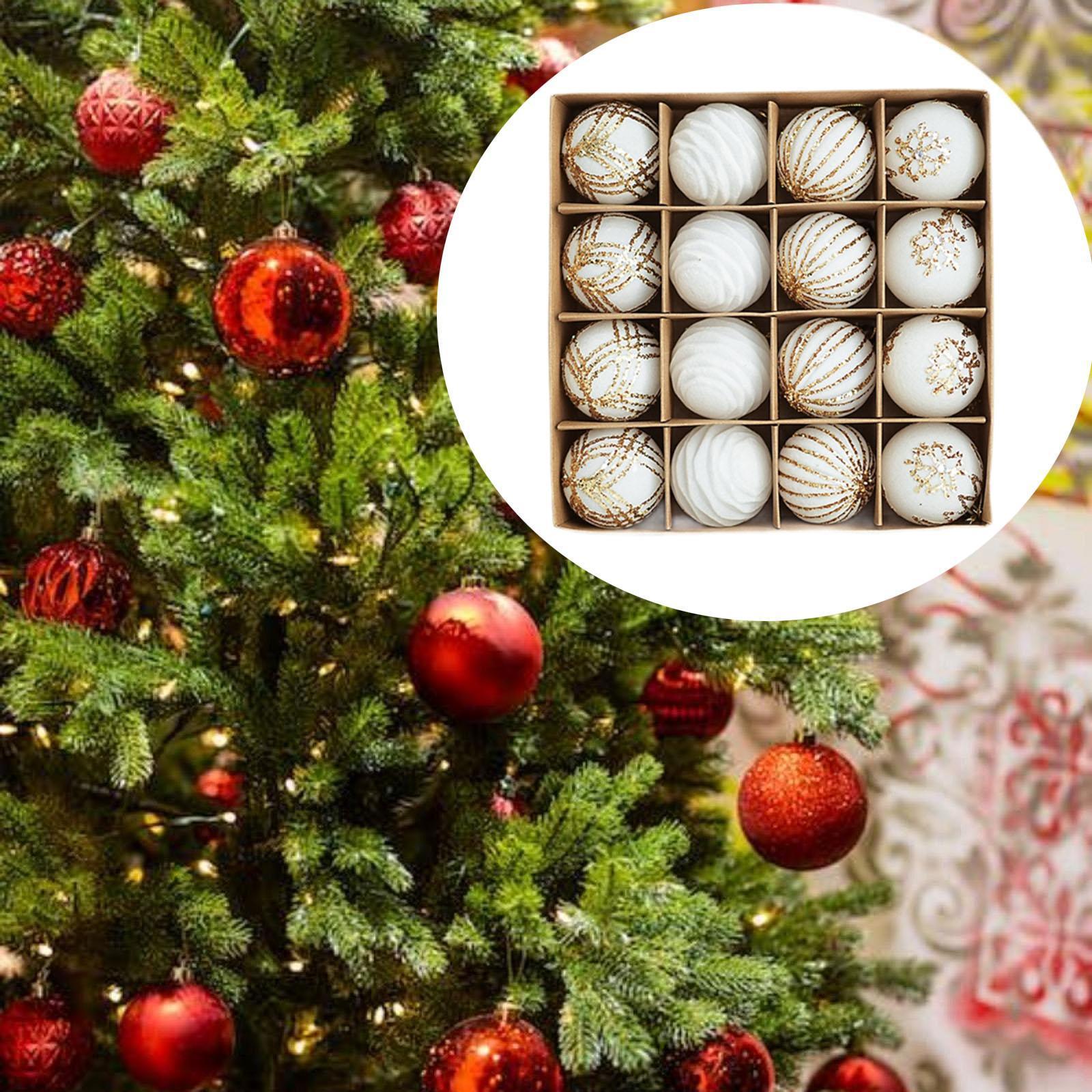 

16x Christmas Balls Christmas Tree Baubles DIY Lightweight Shatterproof Party білий