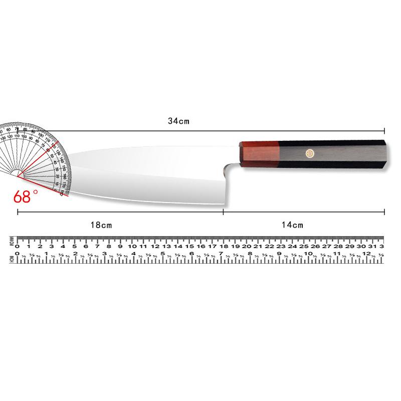 7 Inch Deba Knife Single-edged Blade Ebony & Rosewood Handle Chef Slicing Sushi Vegetables Cleaver Sashimi Meat Kitchen Knife