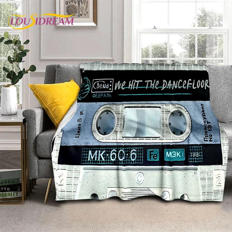 Padrão de Fita Cassete de Música Retrô Manta 3D, Manta Macia para Casa Quarto Cama Sofá Piquenique Viagem Escritório Cobertura Manta Criança