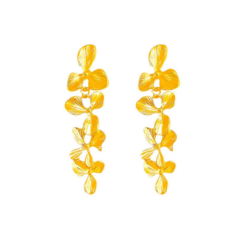 Exaggerated Metallic Long Tassel Flower Earrings - Niche Cold Style, Versatile & Elegant