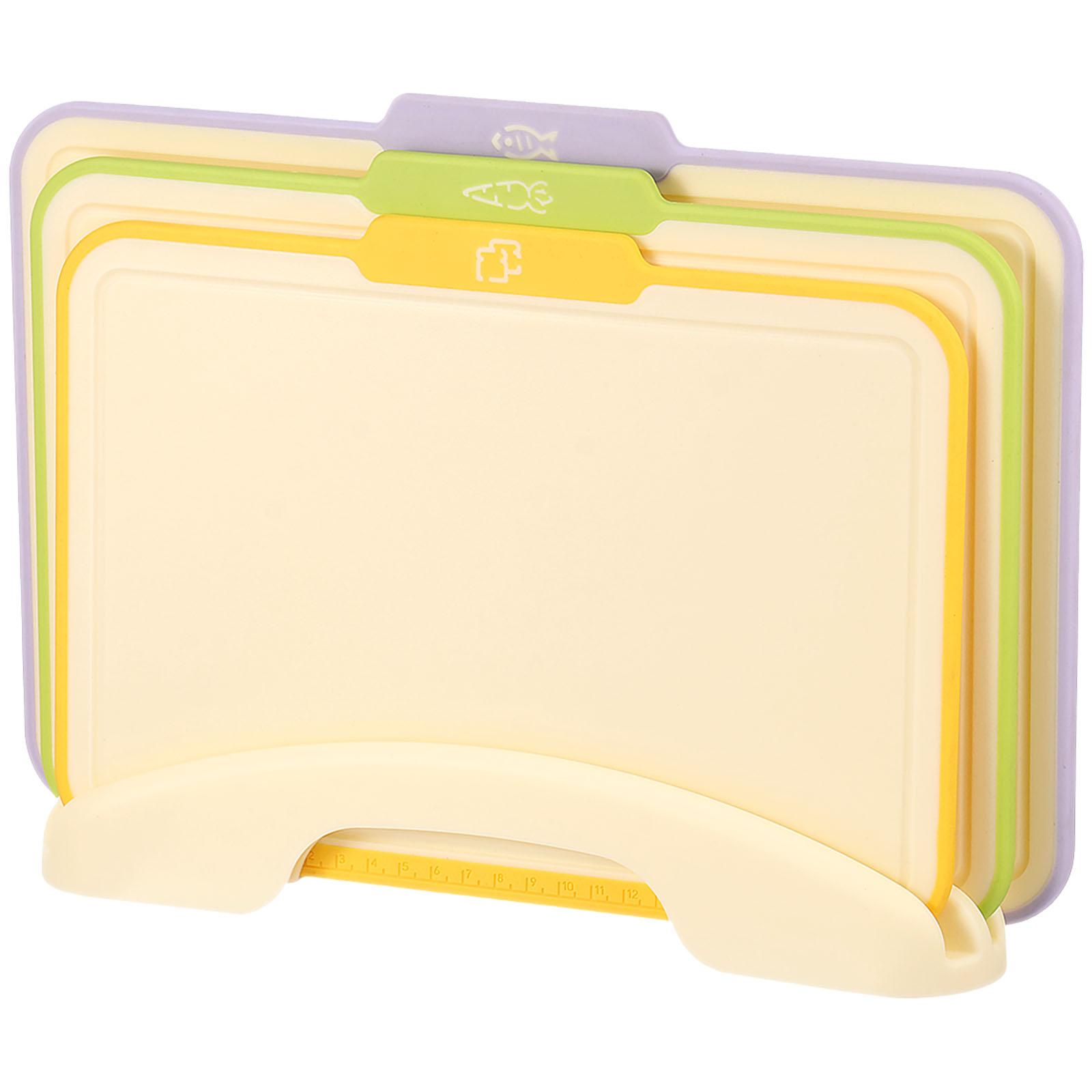

3Pcs Cutting Board for Kitchen with Storage Stand Non Slip Frosted Texture Chopping Mat for Preparing Food at the Same Time жёлтый