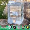 Transparent Outdoor Camping Water Bucket with Faucet and Lid - Food Grade Square Storage Container for Drinking Water