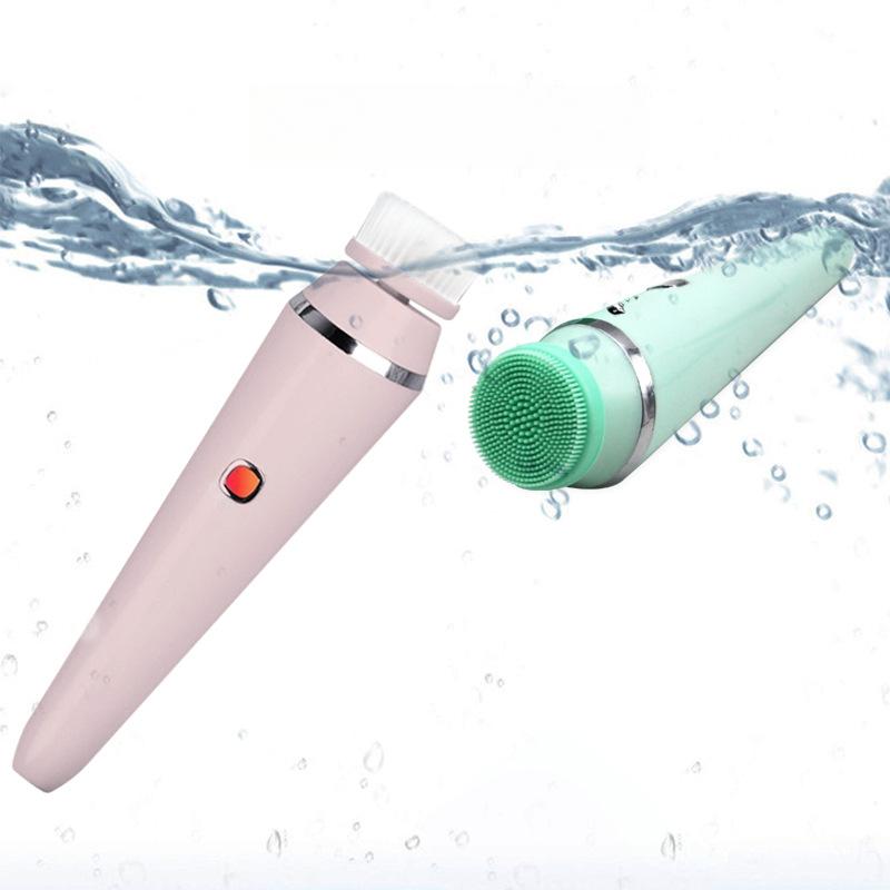 Spazzola Elettrica per la Pulizia del Viso 4-in-1 Ricarica USB Rotante Detergente Pulizia Pori Silicone Impermeabile Misuratore per Lavaggio Viso