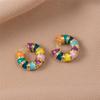 1 Pair Women Huggie Earrings Vintage Colorful Dripping Oil Round Shape French Style Polished Smooth Surface Hoop Earrings Prom Party Ear Jewelry