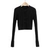 European & American Style Solid Color Cable Knit Cardigan - Round Neck, Single-Breasted, Long Sleeve Top for Women