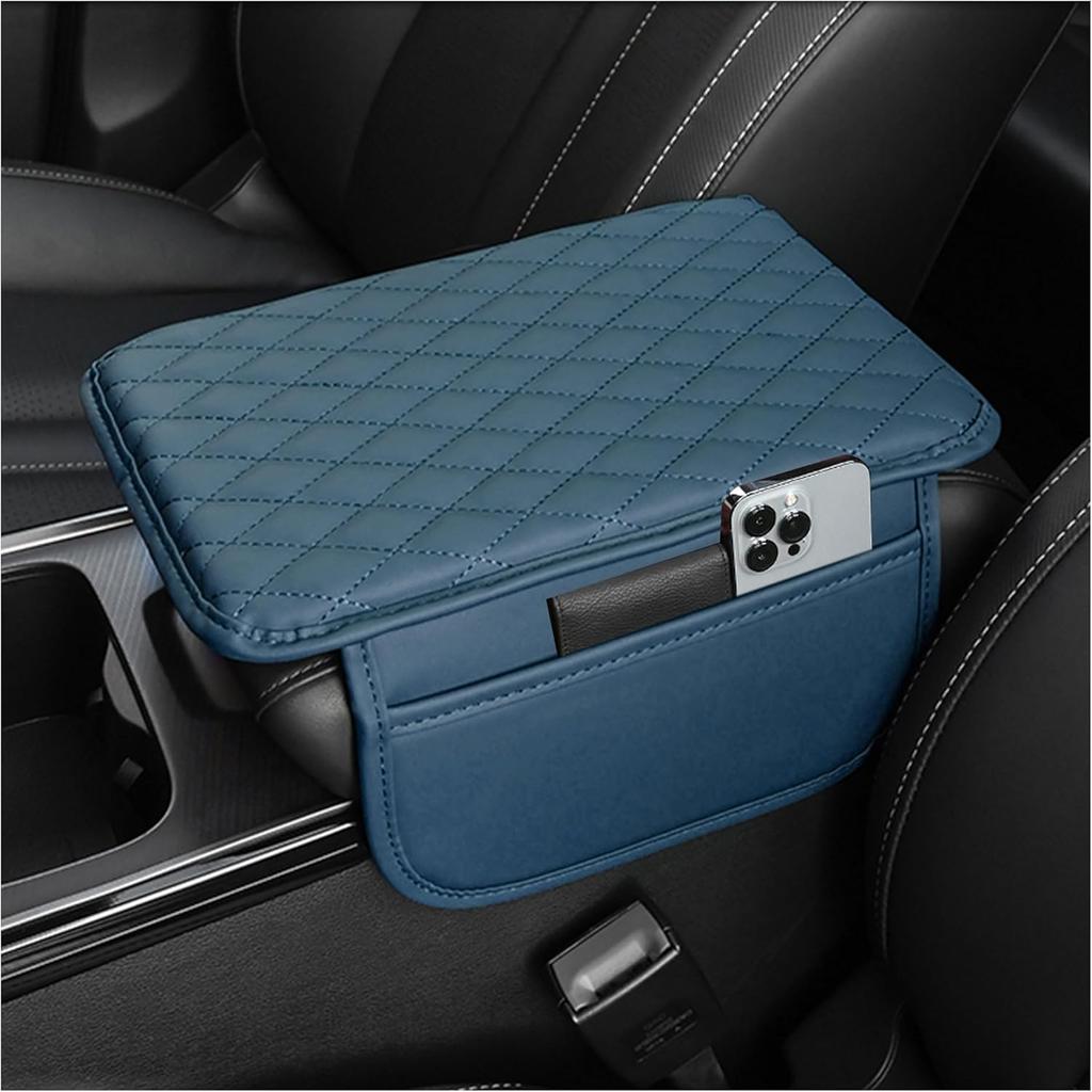 Upgraded Microfiber Leather Car Center Console Armrest Cover Cushion | with 2 Storage Bags Pink Interior Accessory