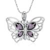 [QGJNSGC] Butterfly Urn Necklace for Ashes, Cremation Jewelry Necklace, Memorial Locket Pendant, Jar Keepsake Necklace (Sliver & Purple)