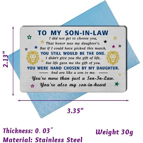 EE&YU Son in Law Card Gifts - Adult Son in Law Birthday Card, Best Son in Law Gifts from Mother in Law, Future Groom Wedding Valentines Day Present