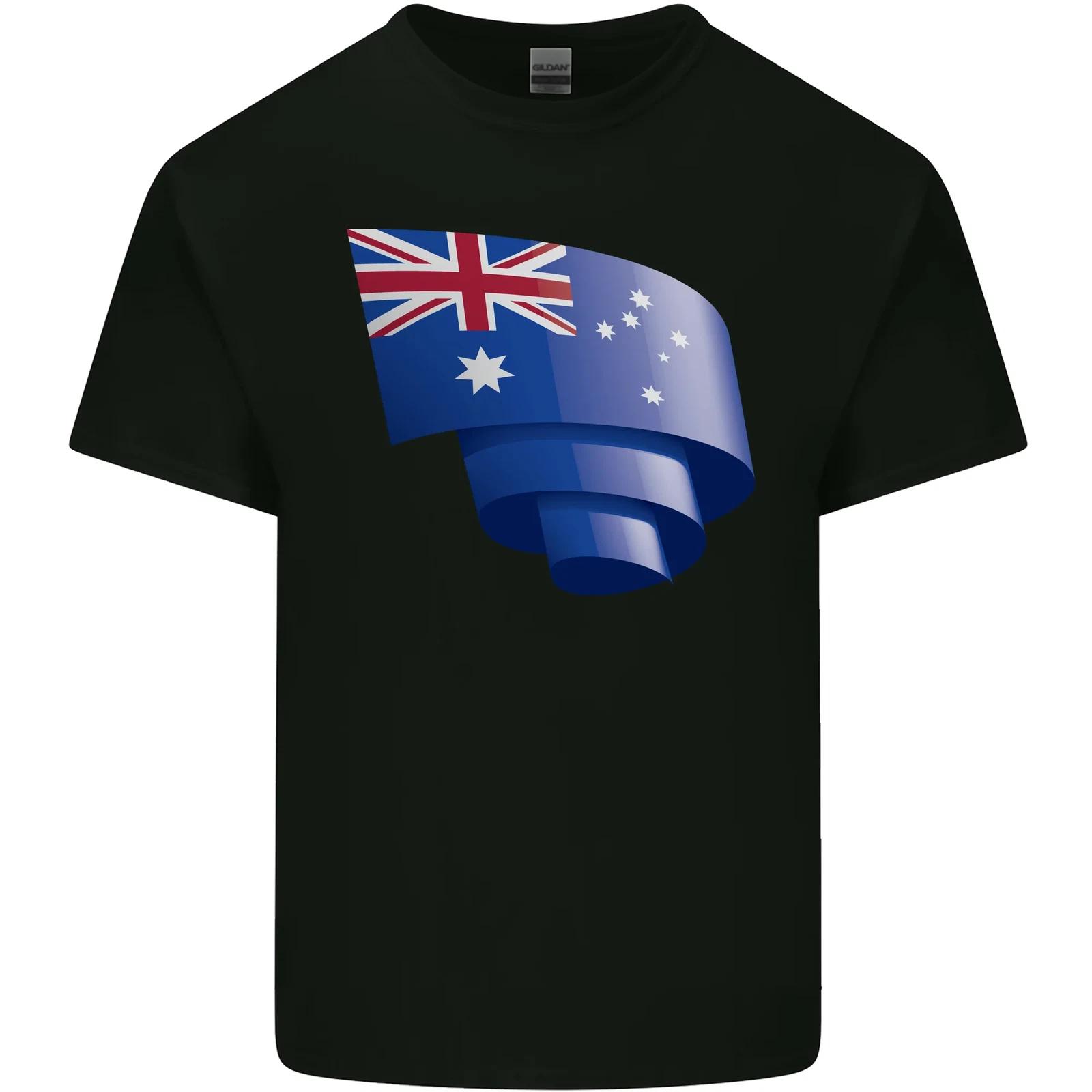 Curled Australia Flag Australian Day Football Kids T-Shirt Childrens 2XL