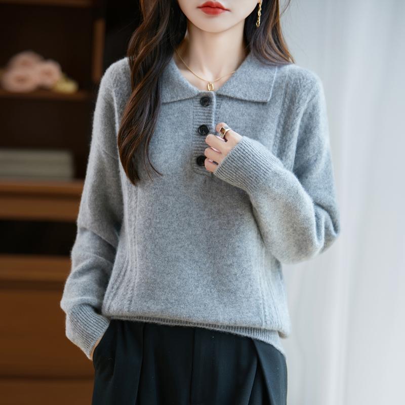 Women's cashmere sweater Qinghe cashmere 30% cashmere 70% wool autumn and winter pullover warm and fashionable