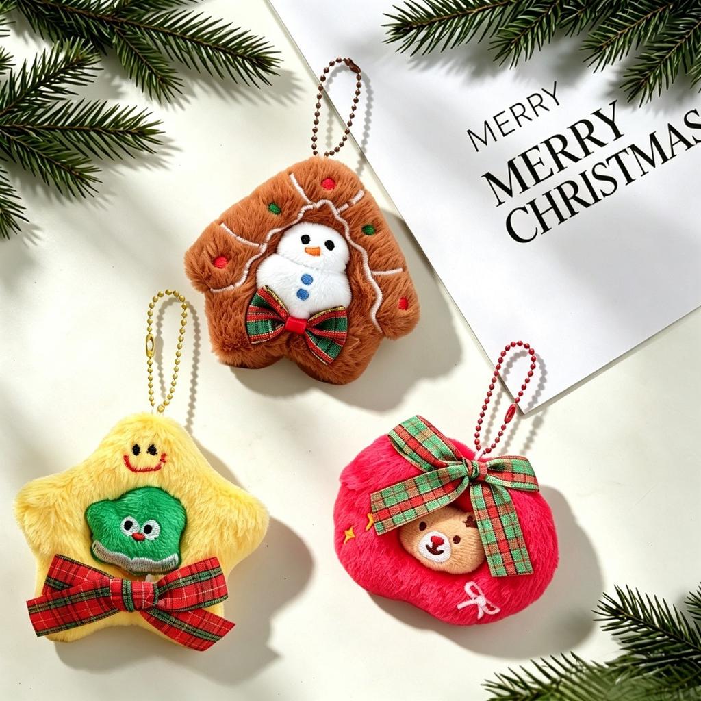 Christmas plush embroidery pendant, Christmas tree decoration, snowman, gingerbread house, holiday party supplies package, hangi