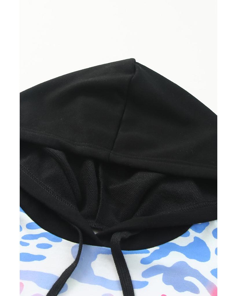 Azura Exchange Leopard Drawstring Hoodie with Colorful Splicing