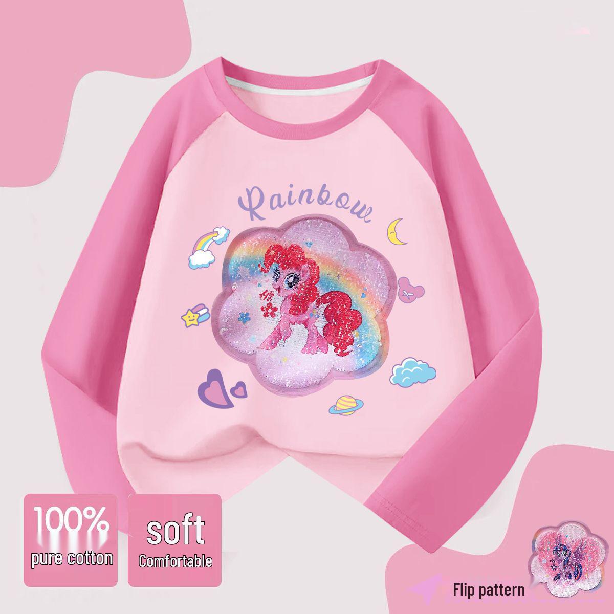 

Girls Cartoon Sequin Long-Sleeve T-shirt for Kids - Autumn 2025 Collection 130cm