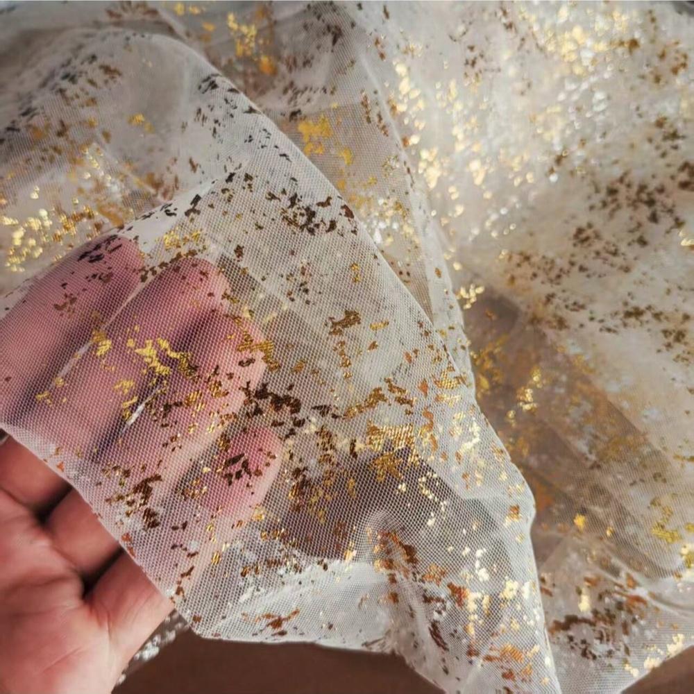 1pc 70cm/27.56in Table Runners Sheer Tulle Cheesecloth with Glitter Metallic Foil for Birthday Anniversary Dining Table Decor