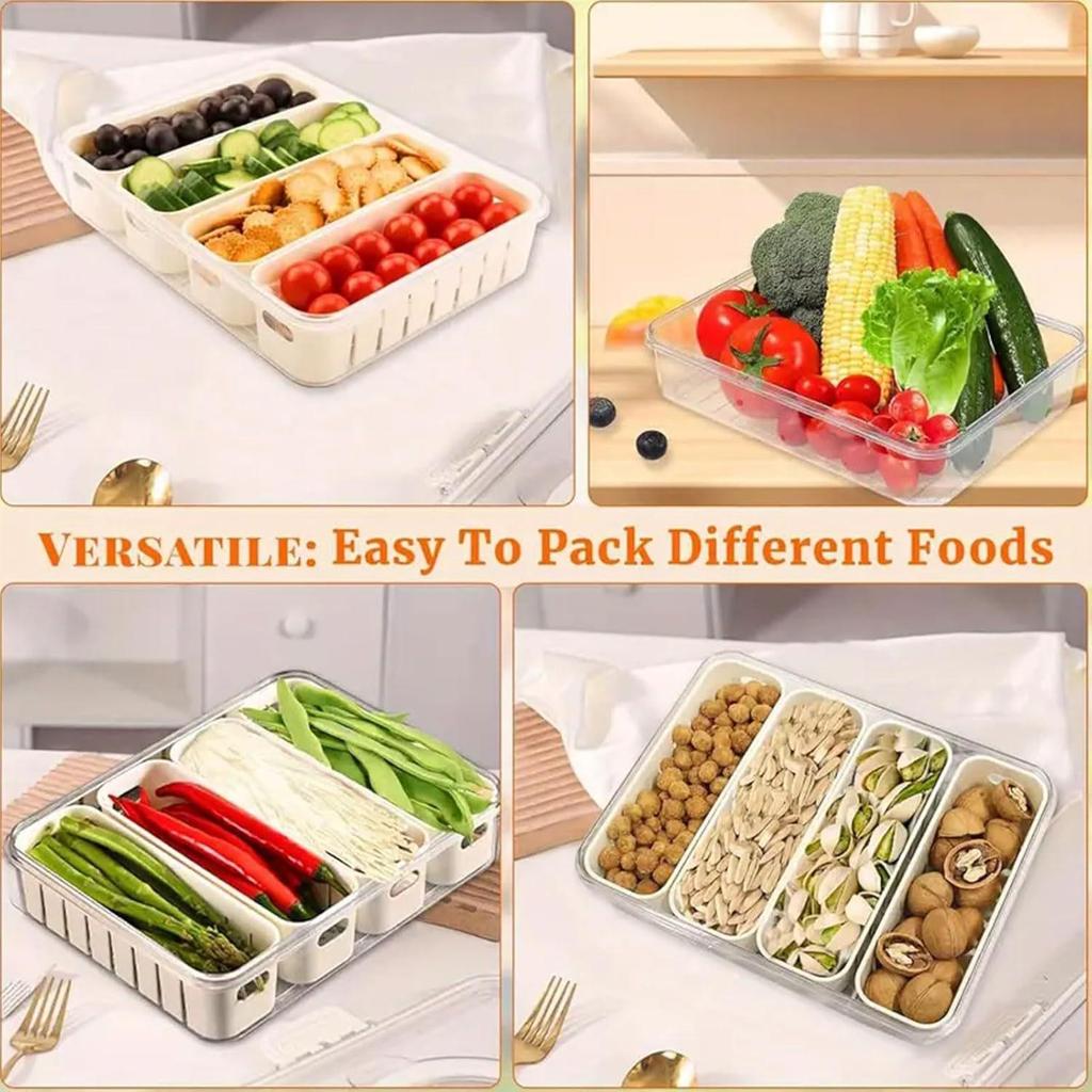 Cross-Border Drain Storage Box: Portable Multigrid Sealed Food Container for Refrigerator and Kitchen.