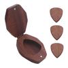 Guitar Pick Box Holder with 3 Pack Wood Guitar Picks, Diamond Shaped Plectrums Case, Bass Guitar Box Musical Instrument
