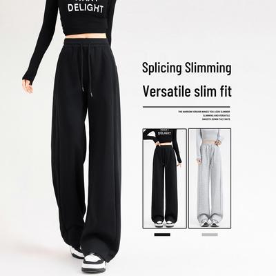 Women's High-waisted Straight Leg Velvet Pants - Slimming, Nine-point, Wide Leg for Autumn/Winter