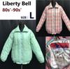 80s-90s Vintage Liberty Bell Down Jacket Reversible Women L Light Green & Pink