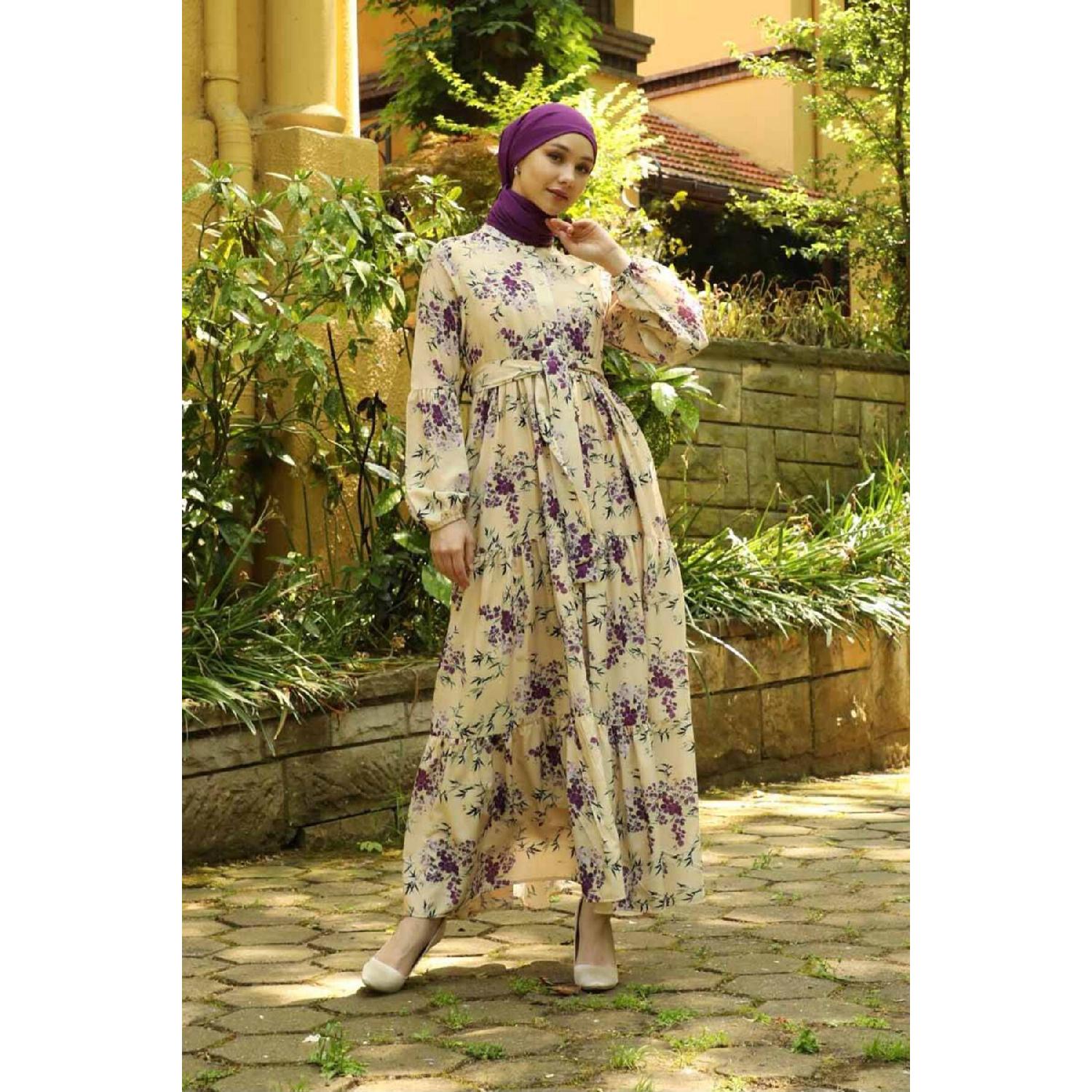 

Великолепное платье с цветочным воротником, сиреневое 36