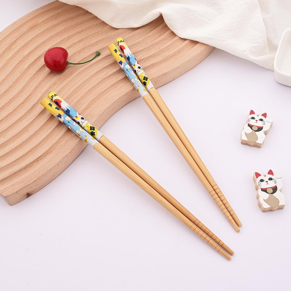 5 Pairs Bamboo Wooden Chopsticks Chinese Food Tableware Japanese Sushi Sticks Washable Dishes Kitchen Accessories Set