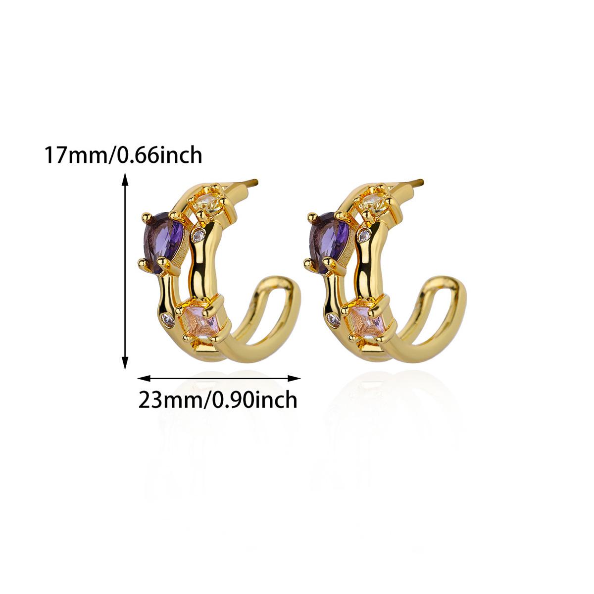 Фиолетовые серьги-гвоздики с цирконом в форме капли для женщин и девочек, золотого цвета, серьги в форме буквы С, женские, свадебные, помолвочные, эстетичные украшения