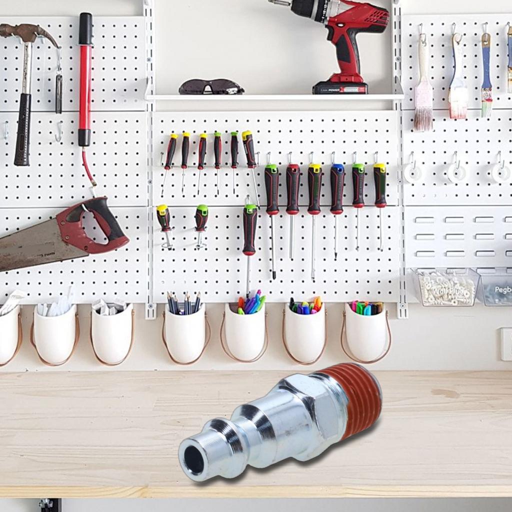 Sliver Red 5 Pcs Air Hose Adapter for Quick Release NPT Male 14 Inch