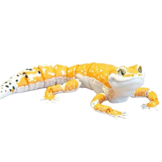 Articulated Leopard Gecko Figurine 3D Printed House Lizard Sculpture with Movable Joints Reptile Collectible Gecko Model for Home Desk Decor