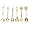 6Pcs Set Innovative Vintage Retro Zinc Alloy Spoons Fork Set Cutlery Kitchen Accessory