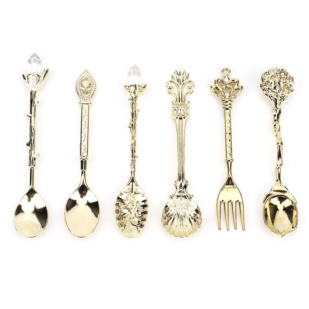 6Pcs Set Innovative Vintage Retro Zinc Alloy Spoons Fork Set Cutlery Kitchen Accessory