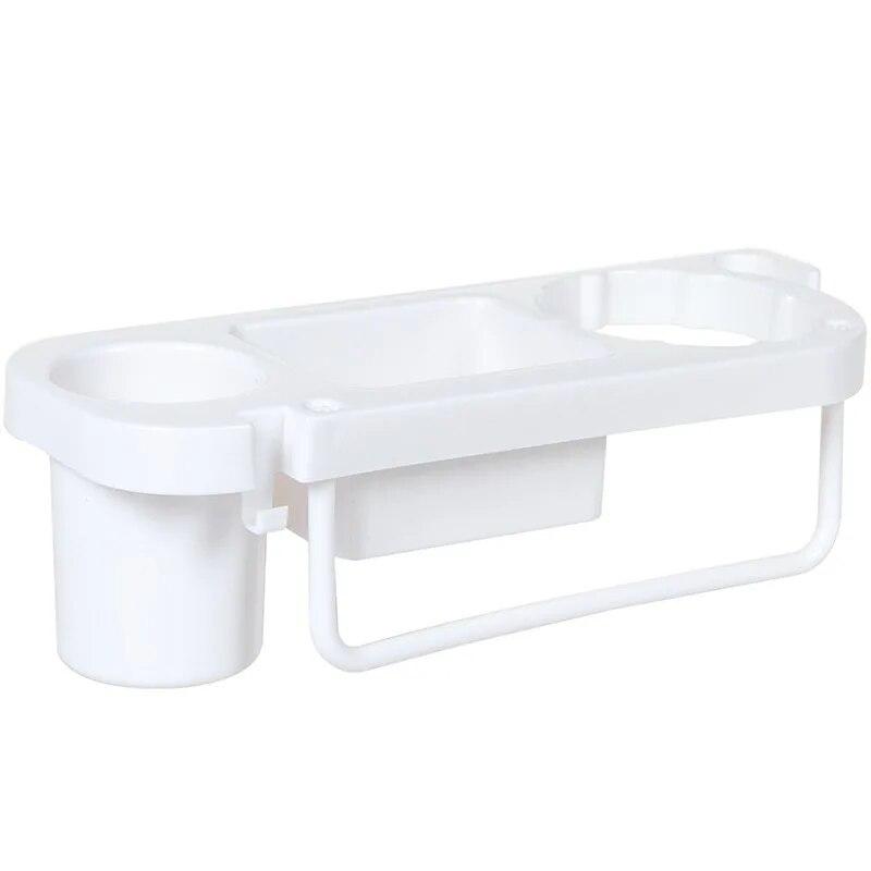 Multi-functional Hair Dryer Storage Rack Plastic Bathroom Wall-mounted Sucker Hair Dryer Storage Holder Organizer Shelf