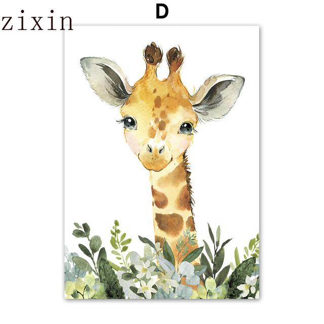 Niedlicher Löwe, Giraffe, Zebra, Gepard, Dschungeltiere, Wandkunst, Leinwand, nordische Poster, Malerei und Drucke, Wandbilder, Kinderzimmer-Dekoration