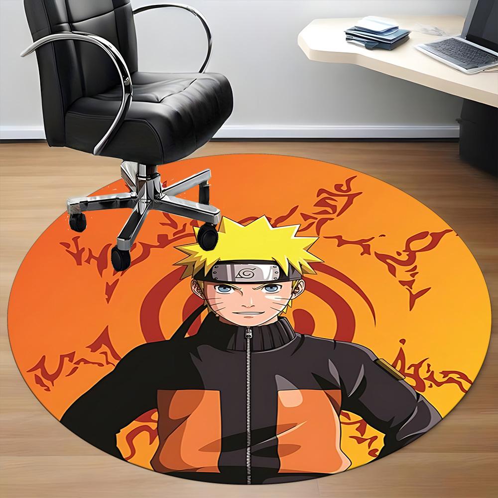 1 szt. Okrągły dywanik biurowy Naruto, Antypoślizgowy, Miękki i wytrzymały dywanik biurowy do dekoracji wnętrz, Idealny do biura, Piękna dekoracja