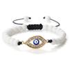 Devil's Eye Round Bead Bracelet with Plated Alloy Woven Cord
