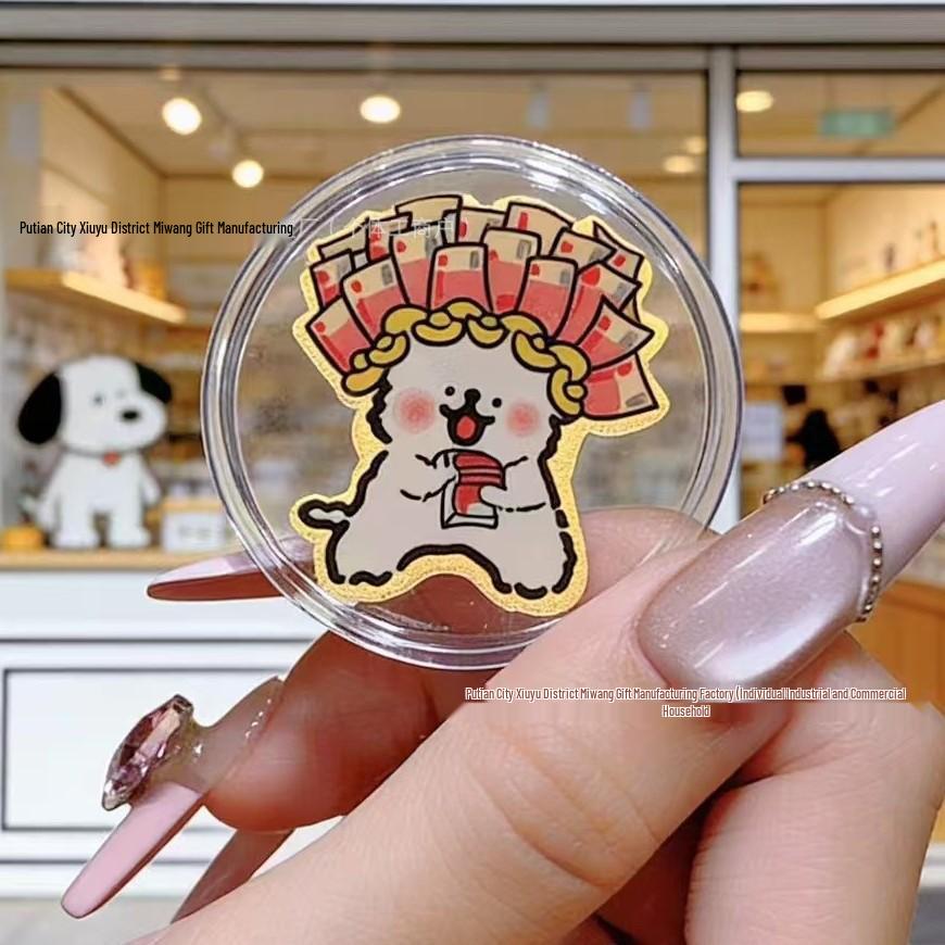Gold Cartoon Wealth Attraction Phone Sticker - Cute 999 Gold Flake Card for Prosperity