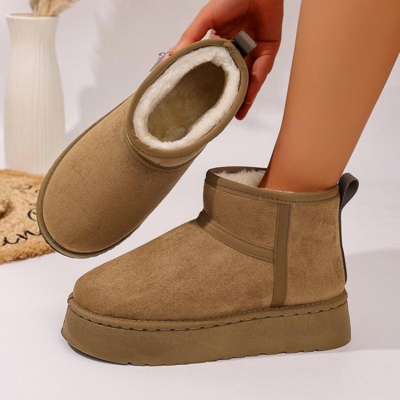 Large size thick-soled medium tube snow boots for women, new velvet thickened warm cotton shoes for women in autumn and winter