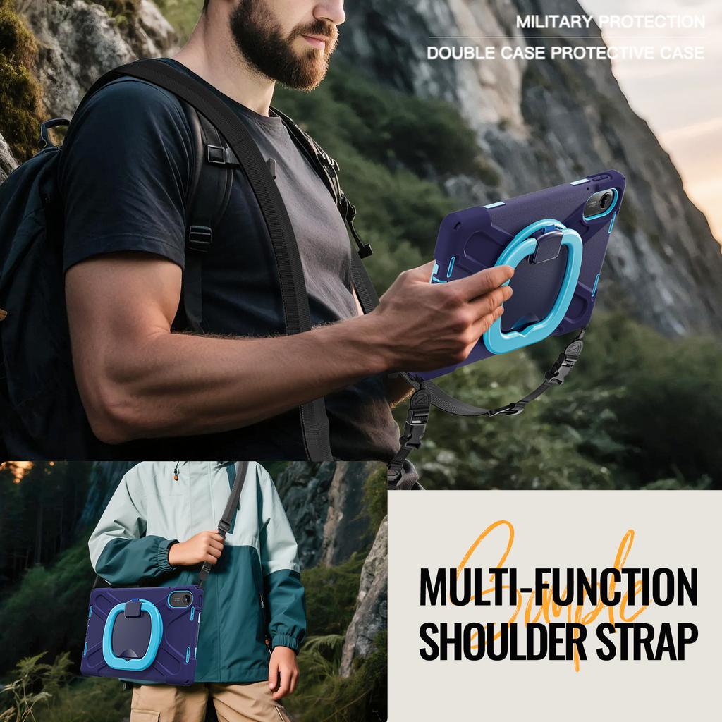 Rotating Rugged Case for Xiaomi Redmi Pad 2 2025 11.0" 25040RP0AG 25040RP0AI Hybrid Stand Cover with Handle Grip Shoulder Strap