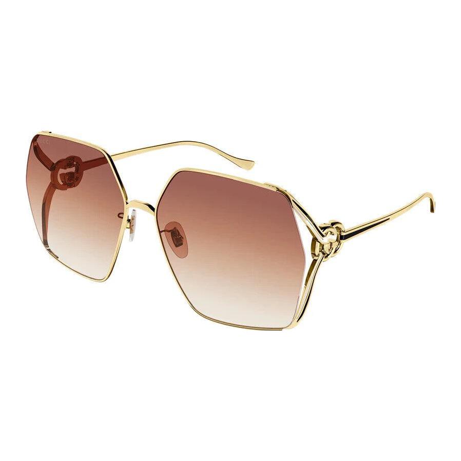 GUCCI Temples Logo Metal Irregular Sunglasses Men's Gold