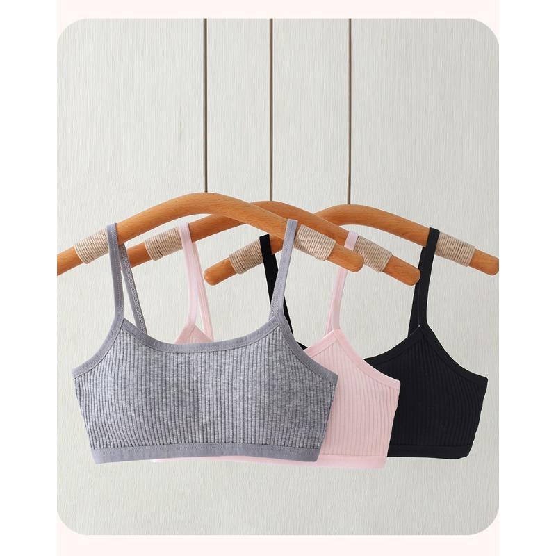 Cotton Training Bra for Girls, Puberty Stage 1&2 Camisole Vest, Thin Wireless Bra for Kids 10-14 Years Old