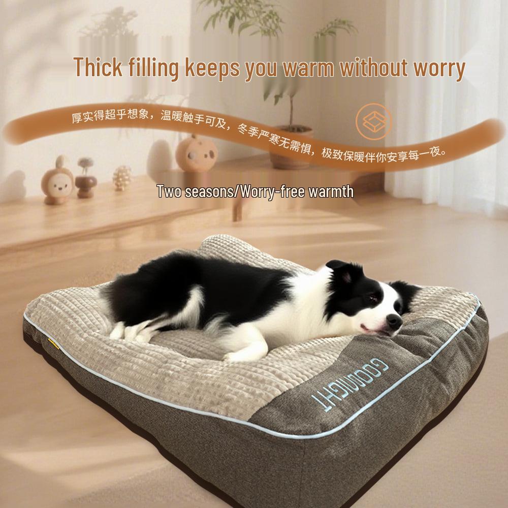 All-Season Dog Kennel Bed: Cozy Sofa Nest for Medium & Large Breeds, Winter-Warm Mat for Golden Retrievers & More