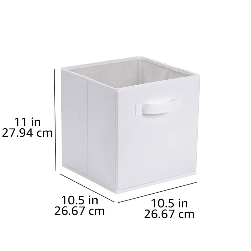 Amazon Basics Foldable Storage Box Set of 6 with Handles, White, 27 X 27 X 28 Cm